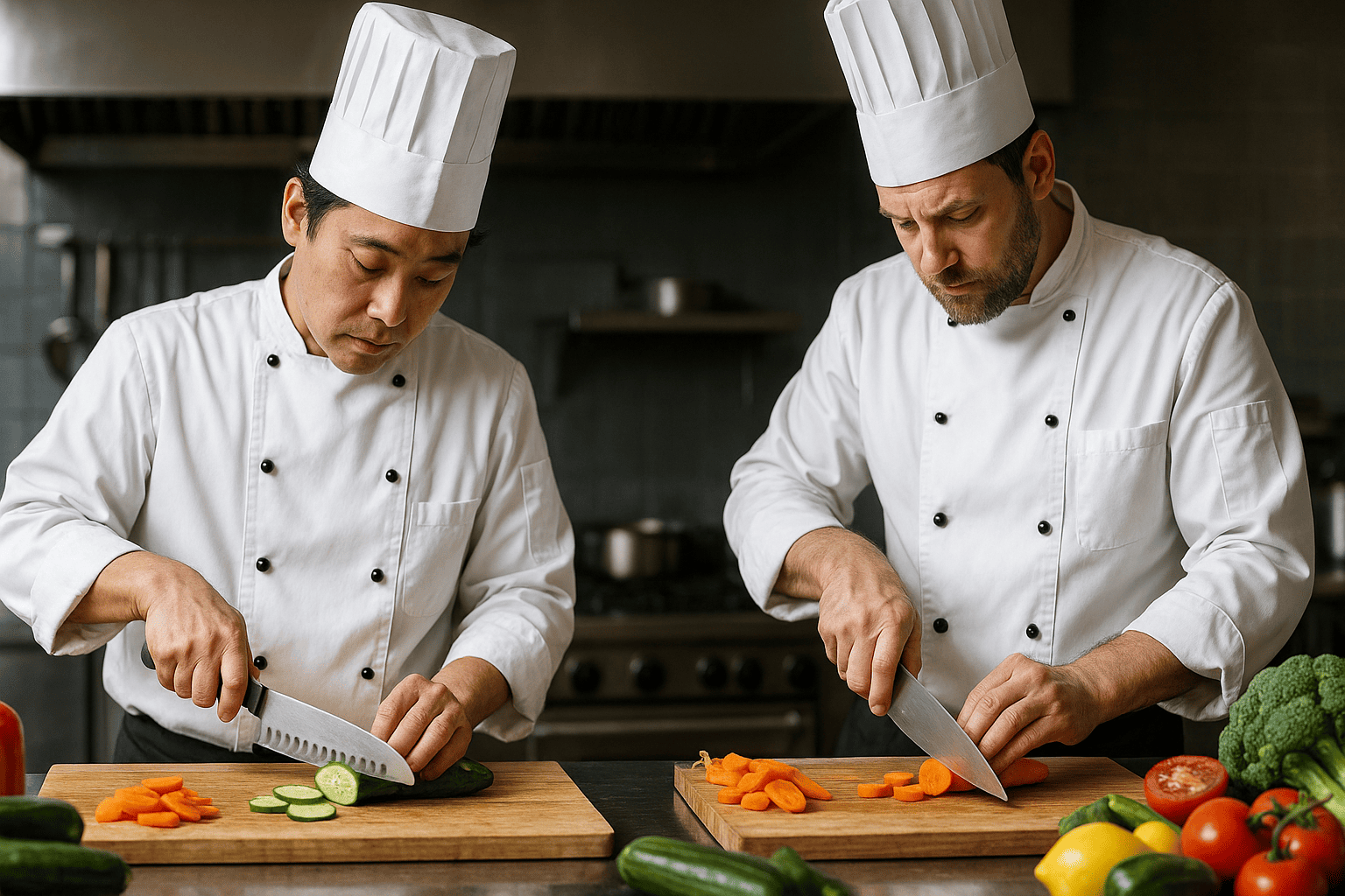 Deux chefs qui cuisinent ensemble